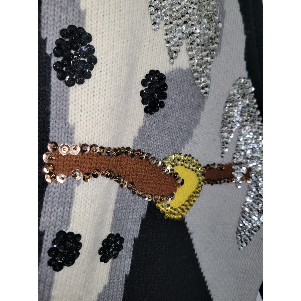 Vtg Eminent Horse Head Sequined Embroidered Sweater Womens Size S Equestrian - Picture 4 of 9